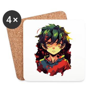 Garçon d’anime - Dessous de verre (lot de 4) - blanc - Devant
