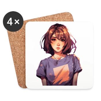 Anime Girl - Untersetzer (4er-Set) - Weiß - Vorne