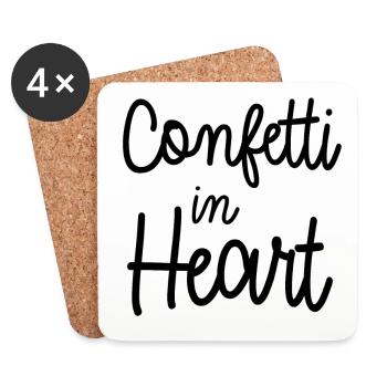 Confettis dans le cœur - Dessous de verre (lot de 4) - blanc - Devant
