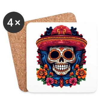 Crâne de Cinco de Mayo - Dessous de verre (lot de 4) - blanc - Devant