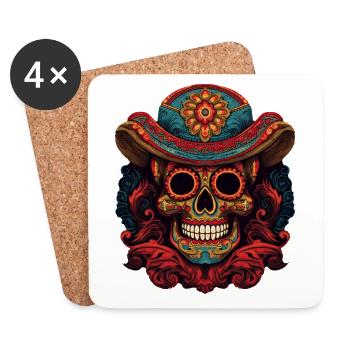 Crâne de Cinco de Mayo - Dessous de verre (lot de 4) - blanc - Devant