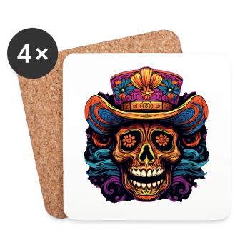 Crâne de Cinco de Mayo - Dessous de verre (lot de 4) - blanc - Devant
