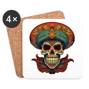 Crâne de Cinco de Mayo - Dessous de verre (lot de 4) - blanc - Devant