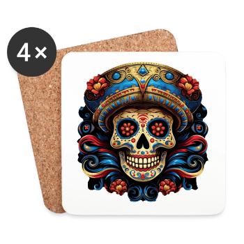 Crâne de Cinco de Mayo - Dessous de verre (lot de 4) - blanc - Devant