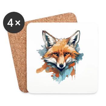 Renard - Dessous de verre (lot de 4) - blanc - Devant