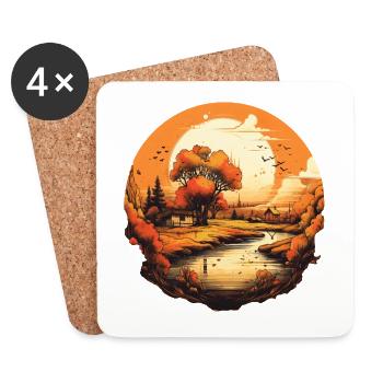 Paysage automnal - Dessous de verre (lot de 4) - blanc - Devant