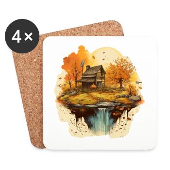 Paysage automnal - Dessous de verre (lot de 4) - blanc - Devant