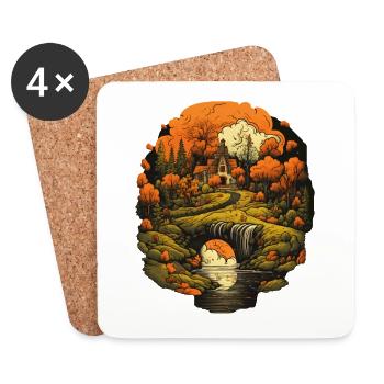 Paysage automnal - Dessous de verre (lot de 4) - blanc - Devant