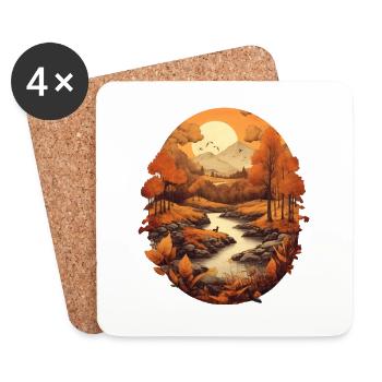 Paysage automnal - Dessous de verre (lot de 4) - blanc - Devant