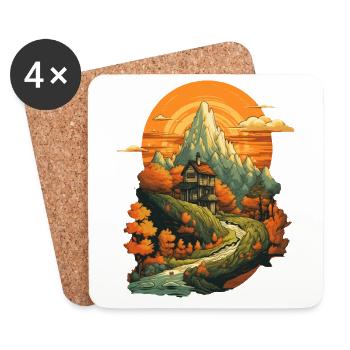 Paysage automnal - Dessous de verre (lot de 4) - blanc - Devant