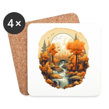 Paysage automnal - Dessous de verre (lot de 4) - blanc - Devant