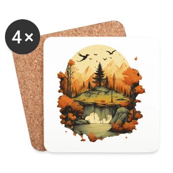 Paysage automnal - Dessous de verre (lot de 4) - blanc - Devant