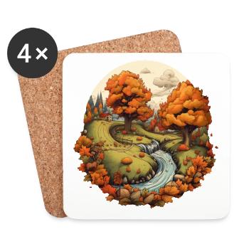 Paysage automnal - Dessous de verre (lot de 4) - blanc - Devant