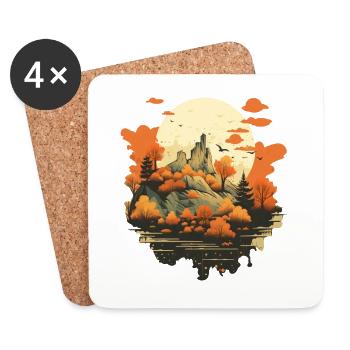 Paysage automnal - Dessous de verre (lot de 4) - blanc - Devant