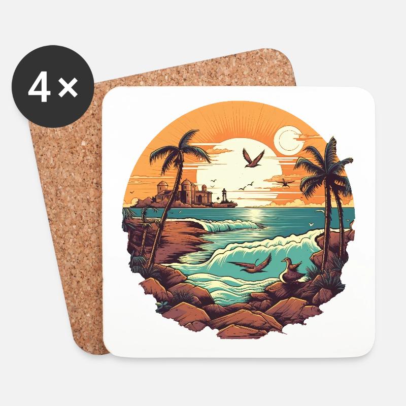 Strand - Untersetzer (4er-Set) - Weiß