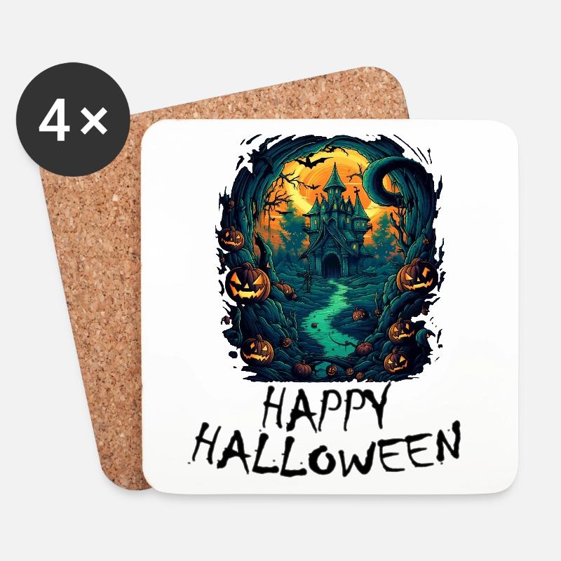Halloween - Happy Halloween - Untersetzer (4er-Set) - Weiß