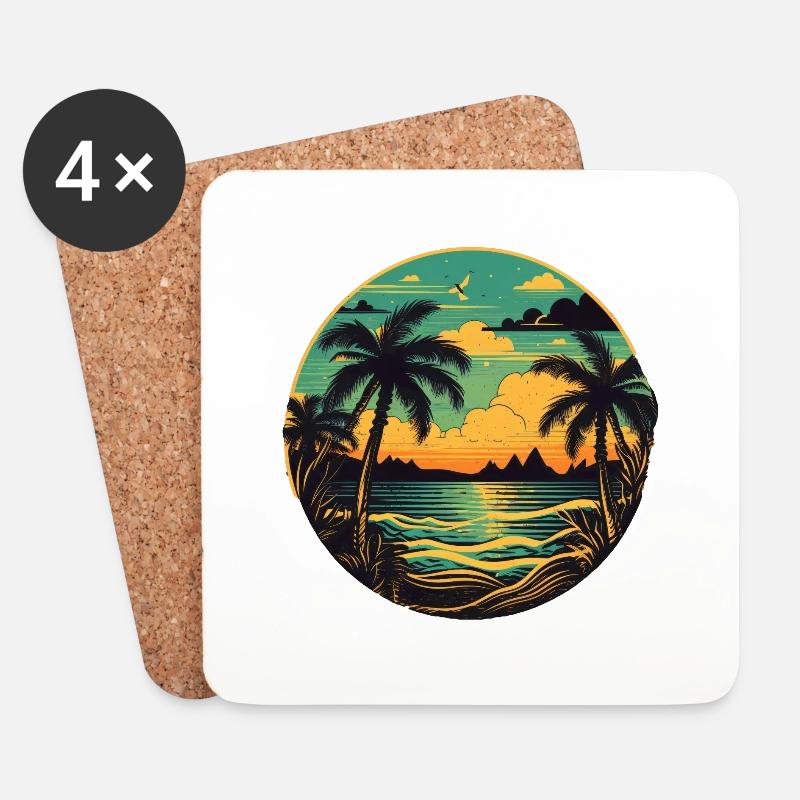 Strand - Untersetzer (4er-Set) - Weiß