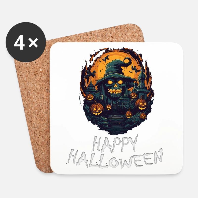 Halloween - Happy Halloween - Untersetzer (4er-Set) - Weiß