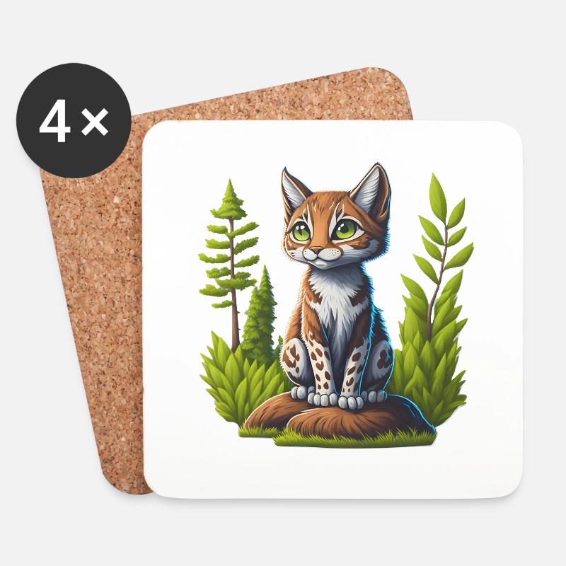 Little lynx - Coasters (set of 4) - white