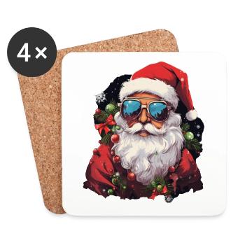 Père Noël - Dessous de verre (lot de 4) - blanc - Devant