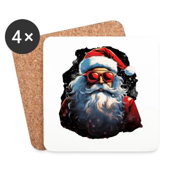Père Noël - Dessous de verre (lot de 4) - blanc - Devant