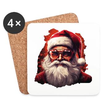 Père Noël - Dessous de verre (lot de 4) - blanc - Devant