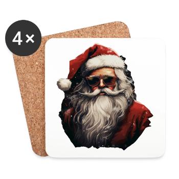 Père Noël - Dessous de verre (lot de 4) - blanc - Devant