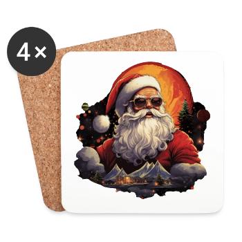 Père Noël - Dessous de verre (lot de 4) - blanc - Devant