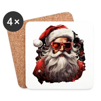 Père Noël - Dessous de verre (lot de 4) - blanc - Devant