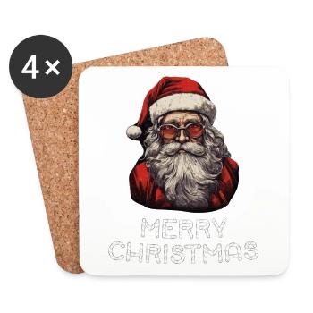 Weihnachtsmann - Marry Christmas - Untersetzer (4er-Set) - Weiß - Vorne