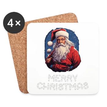 Père Noël - Marry Christmas - Dessous de verre (lot de 4) - blanc - Devant