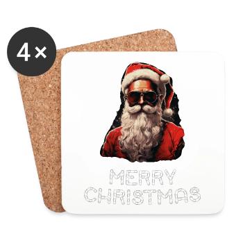 Père Noël - Marry Christmas - Dessous de verre (lot de 4) - blanc - Devant