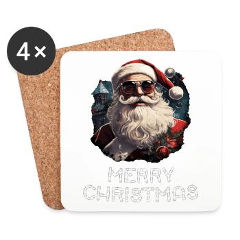 Père Noël - Marry Christmas - Dessous de verre (lot de 4) - blanc - Devant