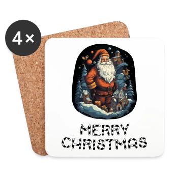 Weihnachtsmann - Marry Christmas - Untersetzer (4er-Set) - Weiß - Vorne