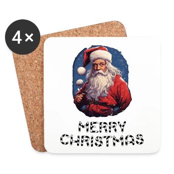 Weihnachtsmann - Marry Christmas - Untersetzer (4er-Set) - Weiß - Vorne