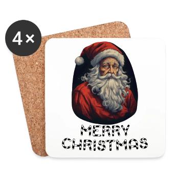 Weihnachtsmann - Marry Christmas - Untersetzer (4er-Set) - Weiß - Vorne
