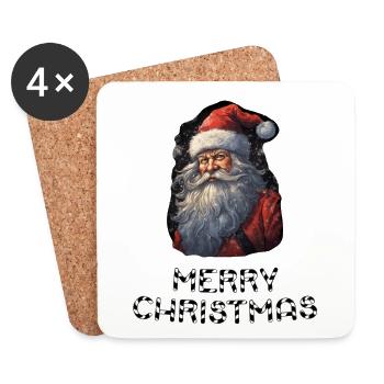 Weihnachtsmann - Marry Christmas - Untersetzer (4er-Set) - Weiß - Vorne