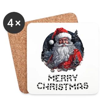 Weihnachtsmann - Marry Christmas - Untersetzer (4er-Set) - Weiß - Vorne