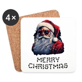 Weihnachtsmann - Marry Christmas - Untersetzer (4er-Set) - Weiß - Vorne