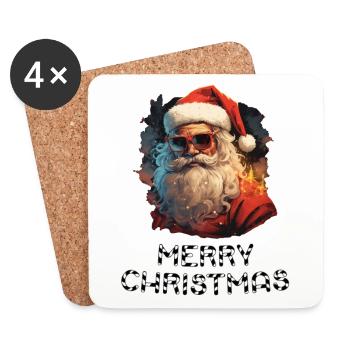Weihnachtsmann - Marry Christmas - Untersetzer (4er-Set) - Weiß - Vorne