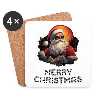 Weihnachtsmann - Marry Christmas - Untersetzer (4er-Set) - Weiß - Vorne