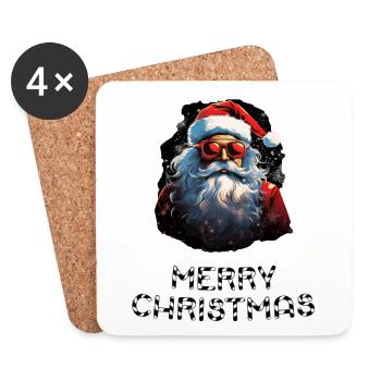 Weihnachtsmann - Marry Christmas - Untersetzer (4er-Set) - Weiß - Vorne