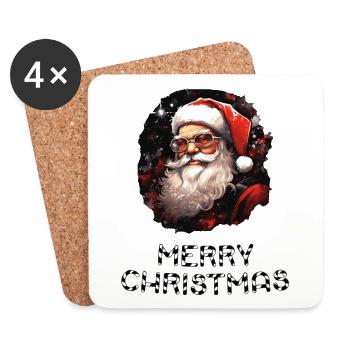 Weihnachtsmann - Marry Christmas - Untersetzer (4er-Set) - Weiß - Vorne