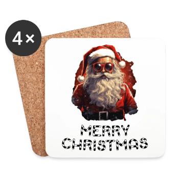 Weihnachtsmann - Marry Christmas - Untersetzer (4er-Set) - Weiß - Vorne