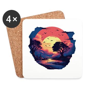 Paysage - Dessous de verre (lot de 4) - blanc - Devant
