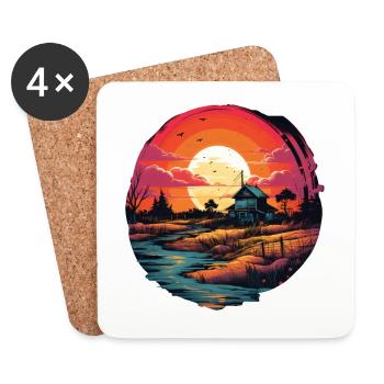 Paysage - Dessous de verre (lot de 4) - blanc - Devant