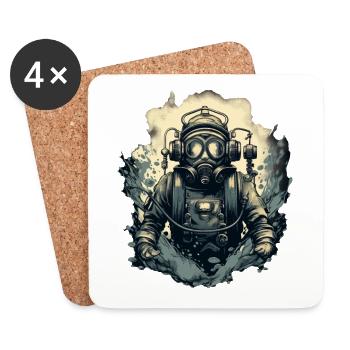 Plongeur - Dessous de verre (lot de 4) - blanc - Devant