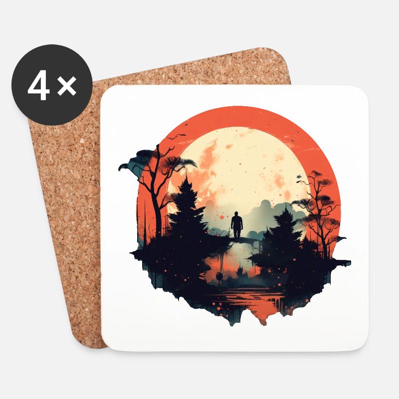 Landschaft - Untersetzer (4er-Set) - Weiß