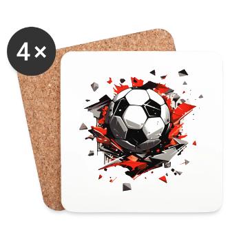Ballon de football - Dessous de verre (lot de 4) - blanc - Devant