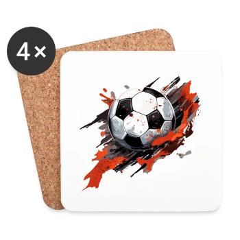 Ballon de football - Dessous de verre (lot de 4) - blanc - Devant